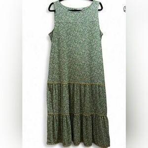 J. Jill Green Floral Sleeveless Dress Size L
